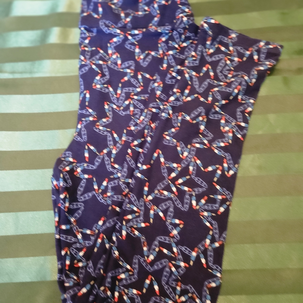 LuLaRoe Kids Leggings - Navy with Red and White Stars